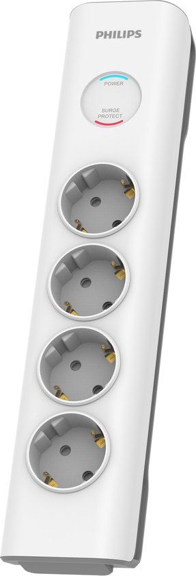 Philips 4-voudige Stekkerdoos - SPN7040WA/39 - Wit - 2 Meter Kabel - Type F