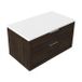 Saniclass Holz Frame Badkamermeubelset - 80x45x42.5cm - Torino solid surface topblad wit - zonder kraangat - 1 lade - mat eiken charcoal (hout) SW1420767/SW1471862