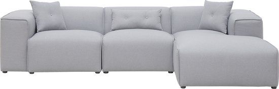 Beliani DOLVA Hoekbank - Lichtgrijs - Links - 294 cm - Polyester