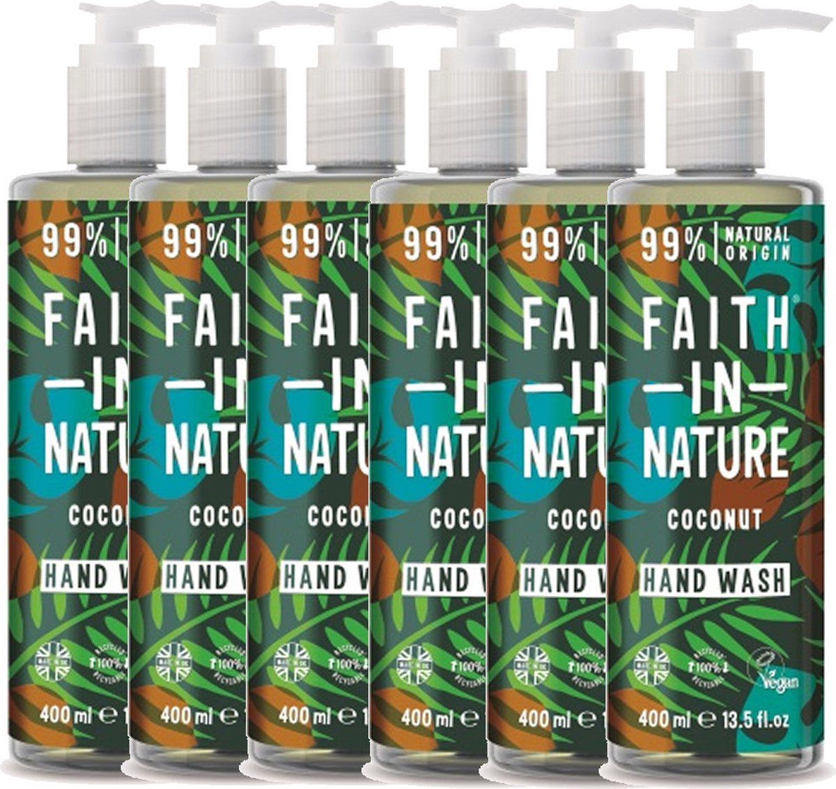 Faith In Nature - Hand Wash Coconut - 6 Pak - Voordeelverpakking