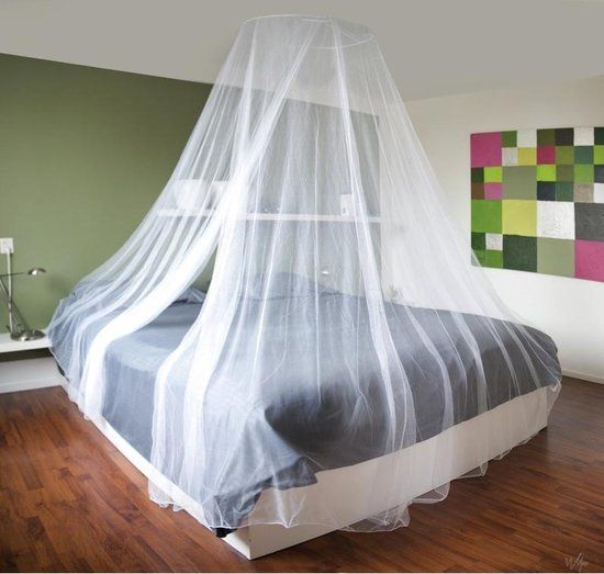 Winorton XXL Ronde Klamboe Wit - Muskietnet / Reisklamboe Standaard 1 & 2 Persoons / Tweepersoons Kinder Bed