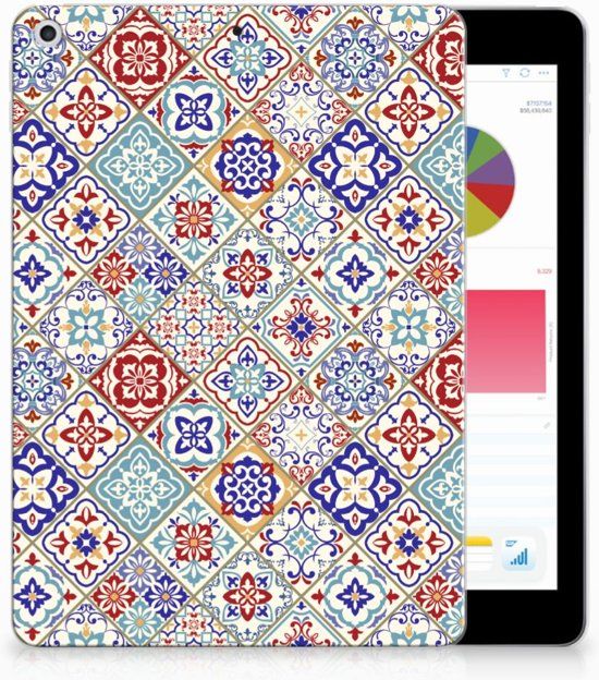 B2Ctelecom Apple iPad 9.7 2018 2017 Uniek Tablethoesje Tiles Color