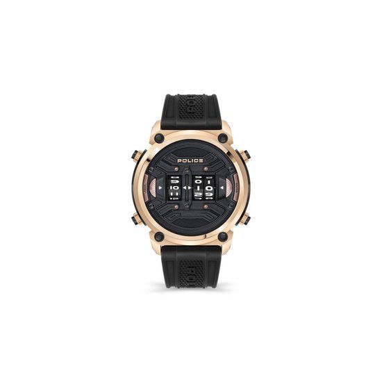 Police PEWJP2108303 Herenhorloge - Zwart/Roze - 50 mm - Siliconen band