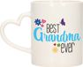 Bellatio Decorations Cadeau koffie/thee mok voor oma - blauw - hartjes oor - keramiek - 300 ml