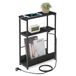 VASAGLE Table d'appoint étroite avec prise, 3 niveaux | Table de chevet, 45 x 18 x 58 cm, 2 ports USB, pour salon, ébène, noir et mat, noir, collection Barnet, LET335B02
