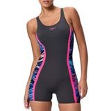 Speedo Hyperboom Splice Muscleback Legsuit Dames Sportbadpak - Zwart/Roze - 46