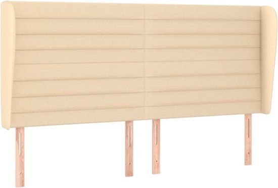 vidaXL Hoofdbord met randen 163x23x118/128 cm stof crèmekleurig
