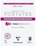 Clairefontaine 976042C Aan 4 zijden gelijmd blok Fontaine Extra Wit - 12 Vellen Extra Wit Aquarelpapier 100% Katoen Fijne Korrel - Professionele Kwaliteit 31x41cm 300g