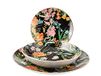 H&H Caroline Tafelservies, 18-delig, porselein, zwart, bloemenpatroon