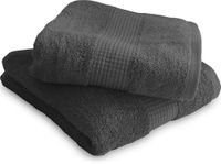 Set van 2 handdoeken, 50 x 90 cm, 100% katoen, 450 g/m², antraciet