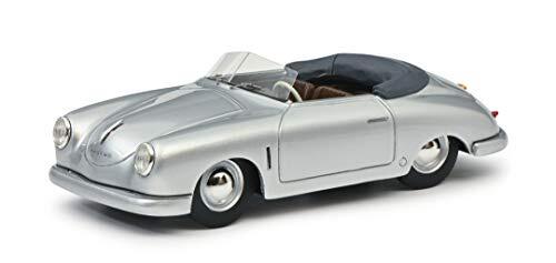 Schuco 450913100 Porsche 356 Gmünd Cabrio, geopende softtop, modelauto, schaal 1:43, Limited Edition 500, hars, zilver metallic