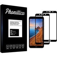 Phonillico® Gehard glas voor Xiaomi REDMI 7A [Pack 2] Volledig transparante film Zwarte rand glazen schermbeschermer