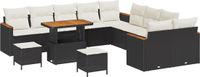 vidaXL Tuinbank Set 13-delig Zwart Polyrattan