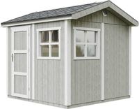 Timbela M913-TUNDRA GREY - Houten tuinhuis met zadeldak, dakshingles, vloer en raam - 5,9 m² - 250x294x252 cm