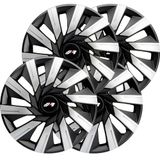 Simoni Racing TEC/14SB Tecna wieldoppen, set van 4 wieldoppen, 14 inch, zwart en zilver