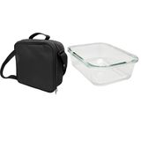 Nerthus FIH 1498 zwarte thermische lunchtas met glazen vershouddoos 1 l isolerende tas met handvat ideaal voor werk kantoor