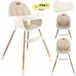 MoMi REKI Chaise haute 2-en-1 - Chaise haute évolutive et chaise - Jusqu'à 20 kg - Beige