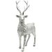 Keramische decoratiefiguur, modern decoratief beeldje, landhuis-sculptuur als hert in zilver - glitter, staand, L x B x H: 24 x 10 x 36 cm
