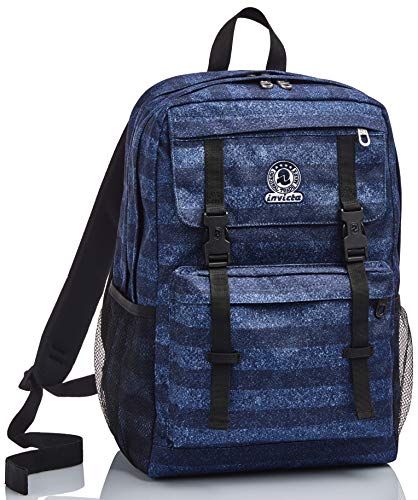Invicta Duffy rugzak, gestreept, blauw, dubbel vak, school & vrije tijd
