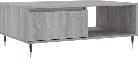 vidaXL Salontafel 90x60x35 cm bewerkt hout grijs sonoma eikenkleurig