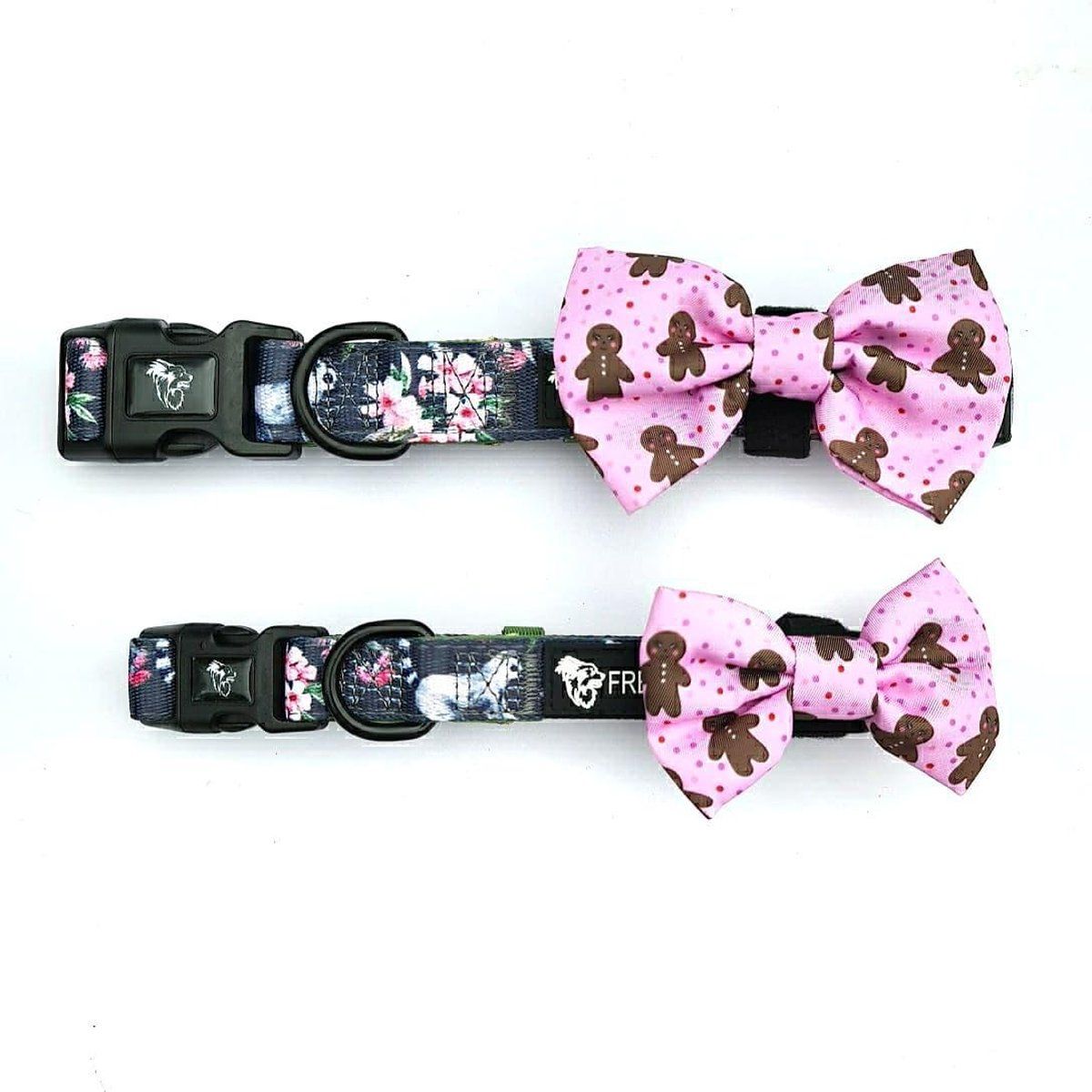 Frenkiez Halsband Maki met Kerststrik Large - Roze/Multicolor