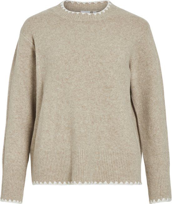 VILA Vihefna Stitch Detail Knit Top - Beige - L - Women