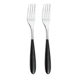 Rockingham Forge 2DF650BK Luxe bestekset: set van 2 dessertvorken van roestvrij staal - zwarte handgrepen van PBT kunststof, 18/10