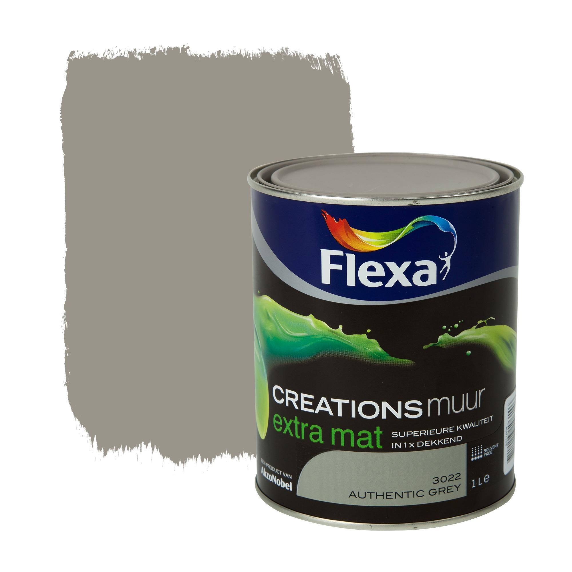FLEXA Creations muurverf authentic grey extra mat 1 liter