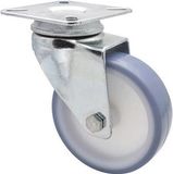 Wagner Soft zwenkwiel - diameter 75 mm, bouwhoogte 100 mm, staal verzinkt, blauw/wit, montageplaat 60 x 60 mm, draagkracht 60 kg