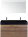 BES LED Maxx XL Badmeubelset 120 cm - Tabacco - Wastafel Kube Enkel Zwart 2 Kraangaten met LED Spiegel