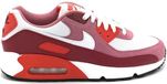 Nike Air Max 90 Sneakers Heren Wit Rood Roze Leer Rubber Maat 44.5