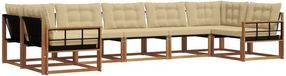 vidaXL Hoek loungeset 7-zits Acaciahout Naturel et Beige