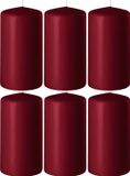 Enlightening Candles 6x bougies cylindriques bordeaux 6 x 8 cm 27 heures de combustion - Bougies inodores bordeaux
