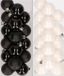 Decoris Kaemingk B.V. 32x stuks kunststof kerstballen mix van zwart en wit 4 cm