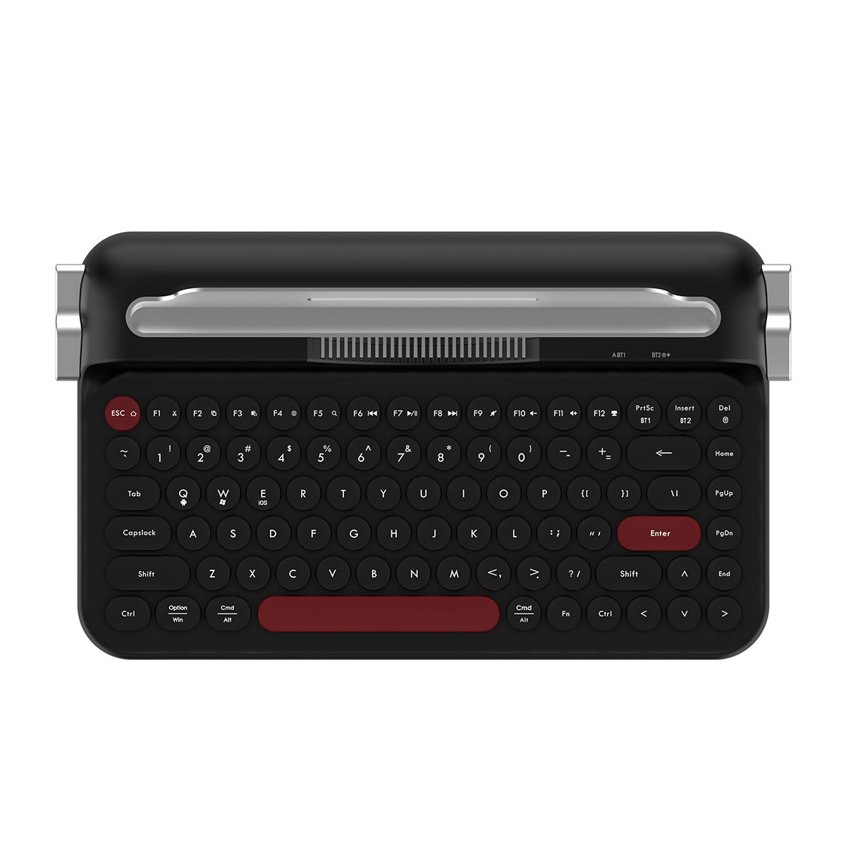 Ajazz AF84 draadloos membraantoetsenbord met stille typemachinefunctie, Bluetooth/2.4G dual-mode verbinding, schattig retro esthetisch ontwerp met geïntegreerde standaard voor tablet, telefoon, pc