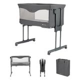 Bebeconfort Amara, babybedje, 0-6 maanden, 0-9 kg, Co Sleeper Crib, 2-in-1 co-slaapbank en wieg, 3-seconden compact opvouwbaar, gemakkelijk te verplaatsen, handige reistas, getint grafiet