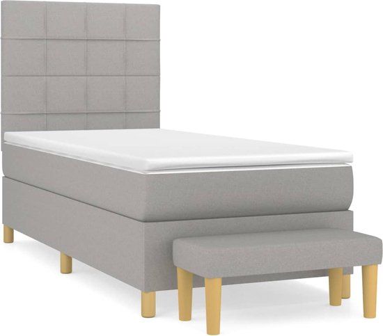 vidaXL Boxspring met matras stof lichtgrijs 90x190 cm
