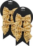 Mica Decorations Kerst ornamenten strikjes - 4x st - goud - 12 x 13 cm