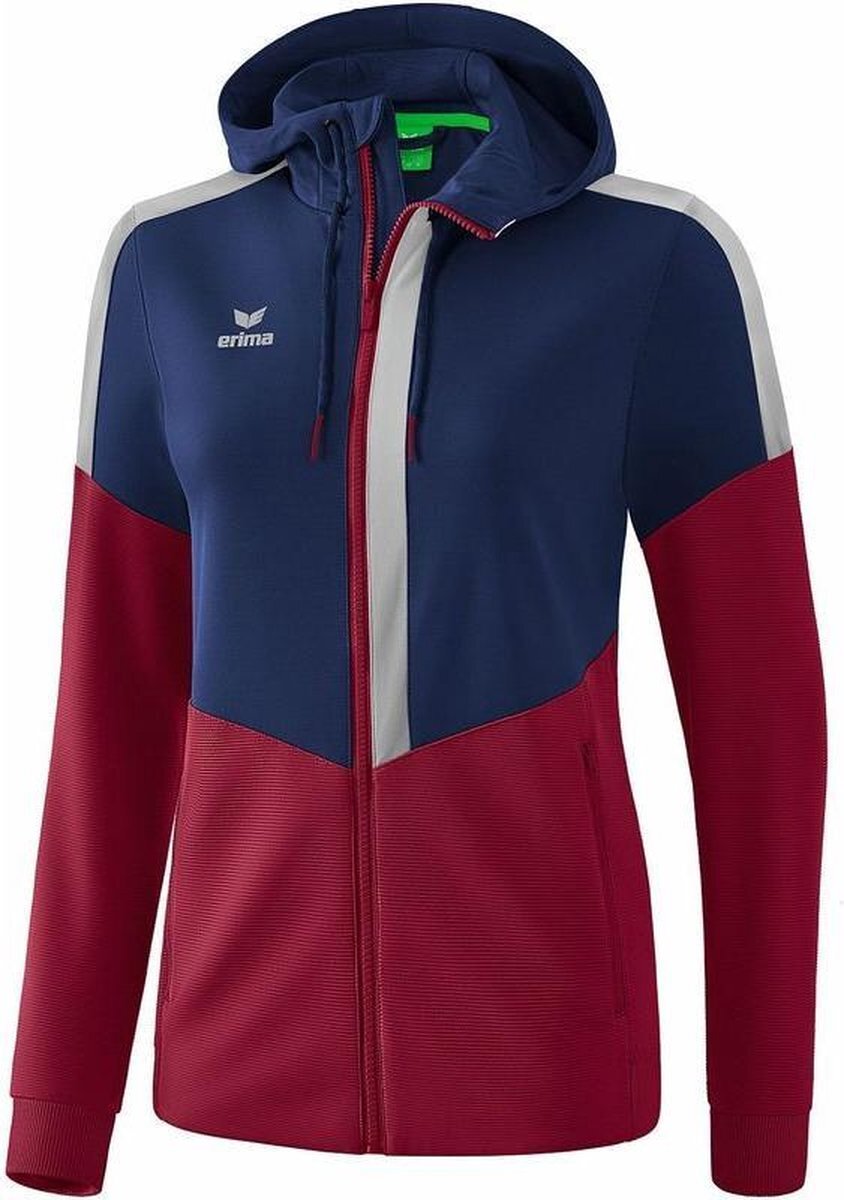 Erima Squad Trainingsjack Met Capuchon Dames New Navy-Bordeaux Grijs Maat 42