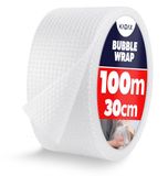 KADAX Luchtkussenfolie, rol, blisterfolie voor verhuizing, meubels, noppenfolie om te verpakken, bekledingsmateriaal, transparante verpakkingsfolie, knalfolie, verpakkingsmateriaal (100 m x 30 cm)