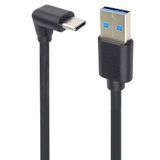PremiumCord USB-C 3.2 Gen 1 aansluitkabel, datakabel SuperSpeed tot 5 Gbit/s, oplaadkabel tot 2 A, vermogen 40 W, USB type A stekker naar type C gebogen stekker 90 °, kleur zwart, lengte 3 m