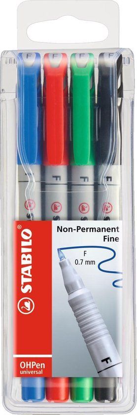 STABILO OHPen Universal F-punt 0,7 mm 4-delige set