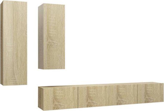 vidaXL 4-delige Tv-meubelset bewerkt hout sonoma eikenkleurig