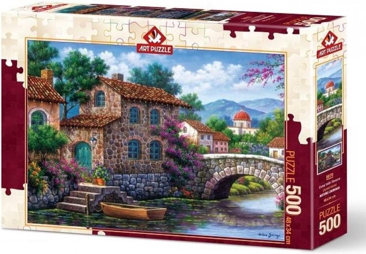 Art Puzzle Canal With Flowers Puzzel 500 Stukjes