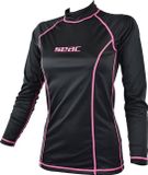 Seac T-Sun Long Rash Guard T-shirt voor dames, UV-bescherming, shirt, zwemmen, duiken, zwart.