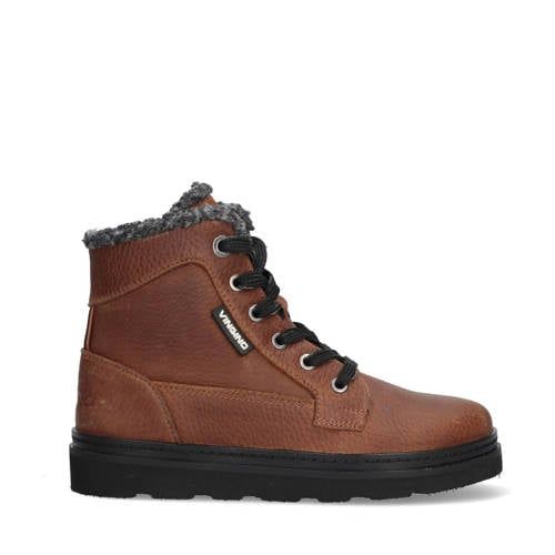 Vingino leren veterboots cognac