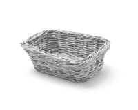 HENDI Broodmand, rechthoekig, gevlochten, verstevigd met roestvast stalen frame, klein broodmandje, bakkersmand, 190x130x(H)60mm, polypropyleen, lichtgrijs