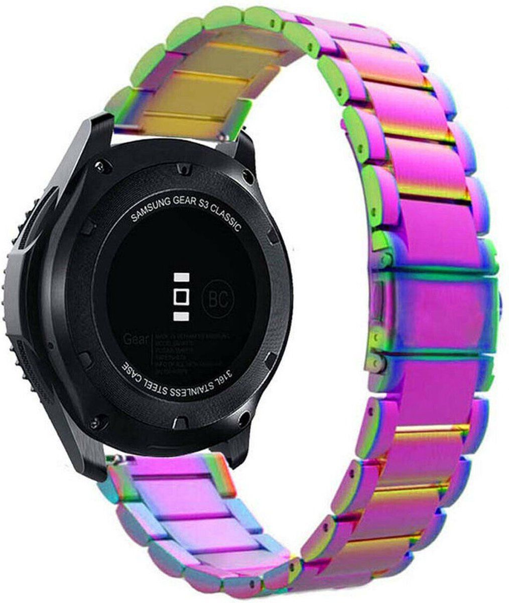 Strap-it Stalen schakel bandje 20mm - Regenboog - Geschikt voor 20mm smartwatches