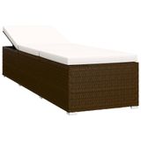 VidaXL 3-delige Ligbeddenset met theetafel, polyrattan, bruin
