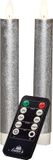 Anna's Collection LED dinerkaarsen - 2x st - zilver - 18 cm - met afstandsbediening